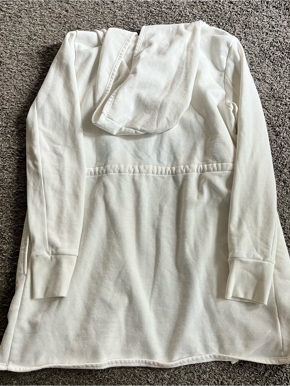 Beyond Yoga On the Go Open Front Hooded Jacket White Pockets Fleece Athleisure - Picture 7 of 10
